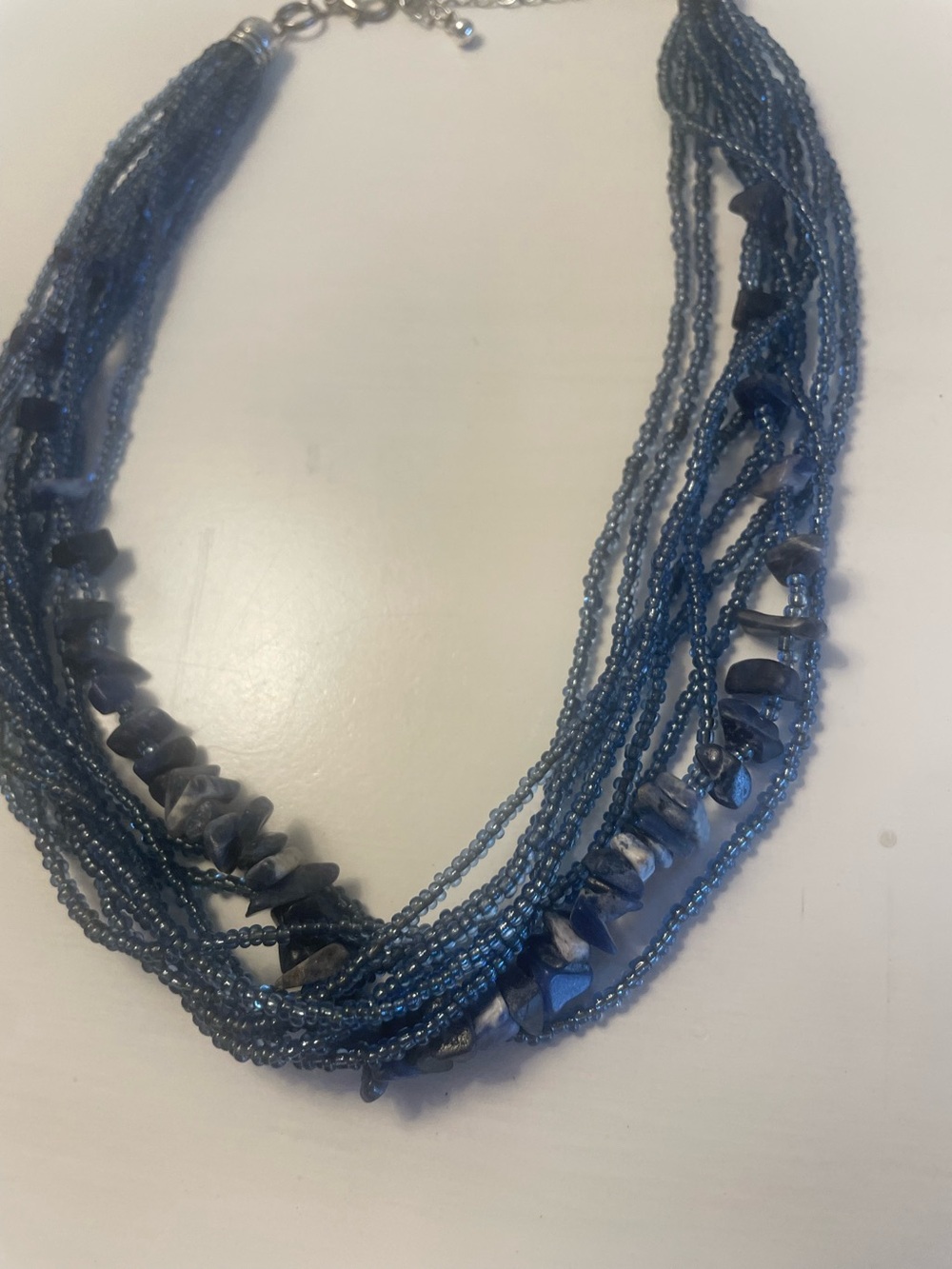 Iolite Blue Necklace 10 Stands Vintage up to 17 inches with Extender